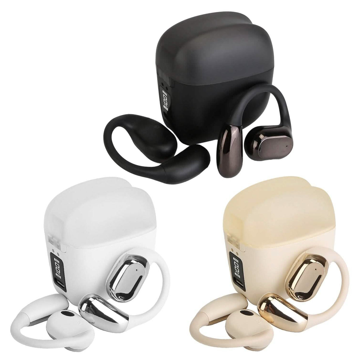 Wireless V5.4 Open Ear Earbuds with Earhook LED Display Charging Case - A-1 Thread Vault
