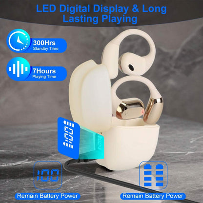 Wireless V5.4 Open Ear Earbuds with Earhook LED Display Charging Case - A-1 Thread Vault