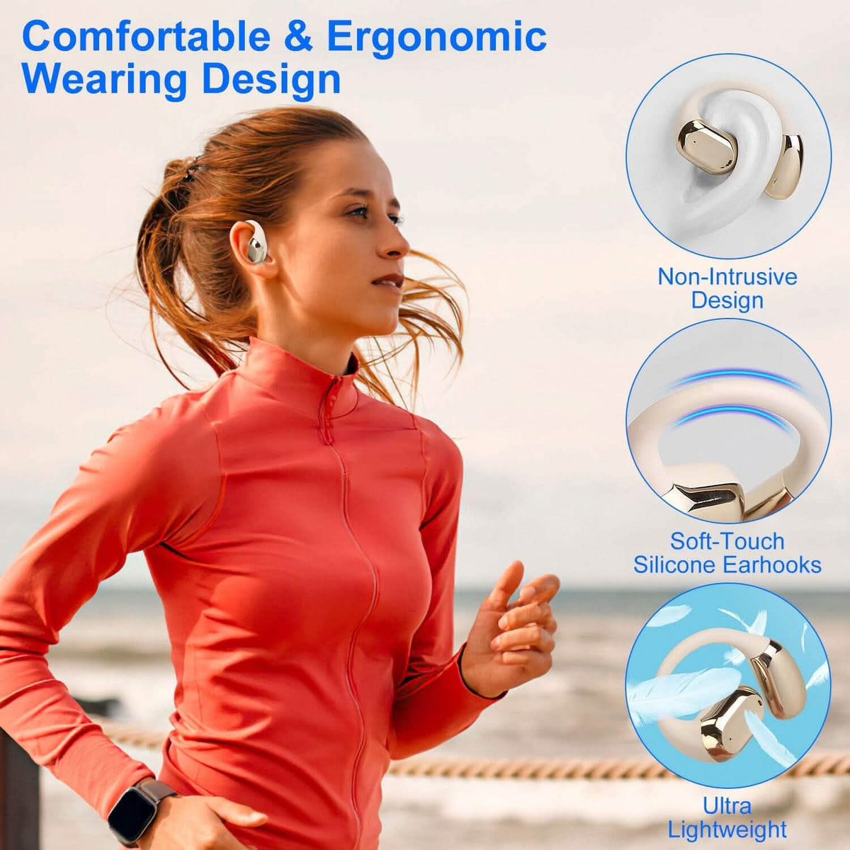 Wireless V5.4 Open Ear Earbuds with Earhook LED Display Charging Case - A-1 Thread Vault