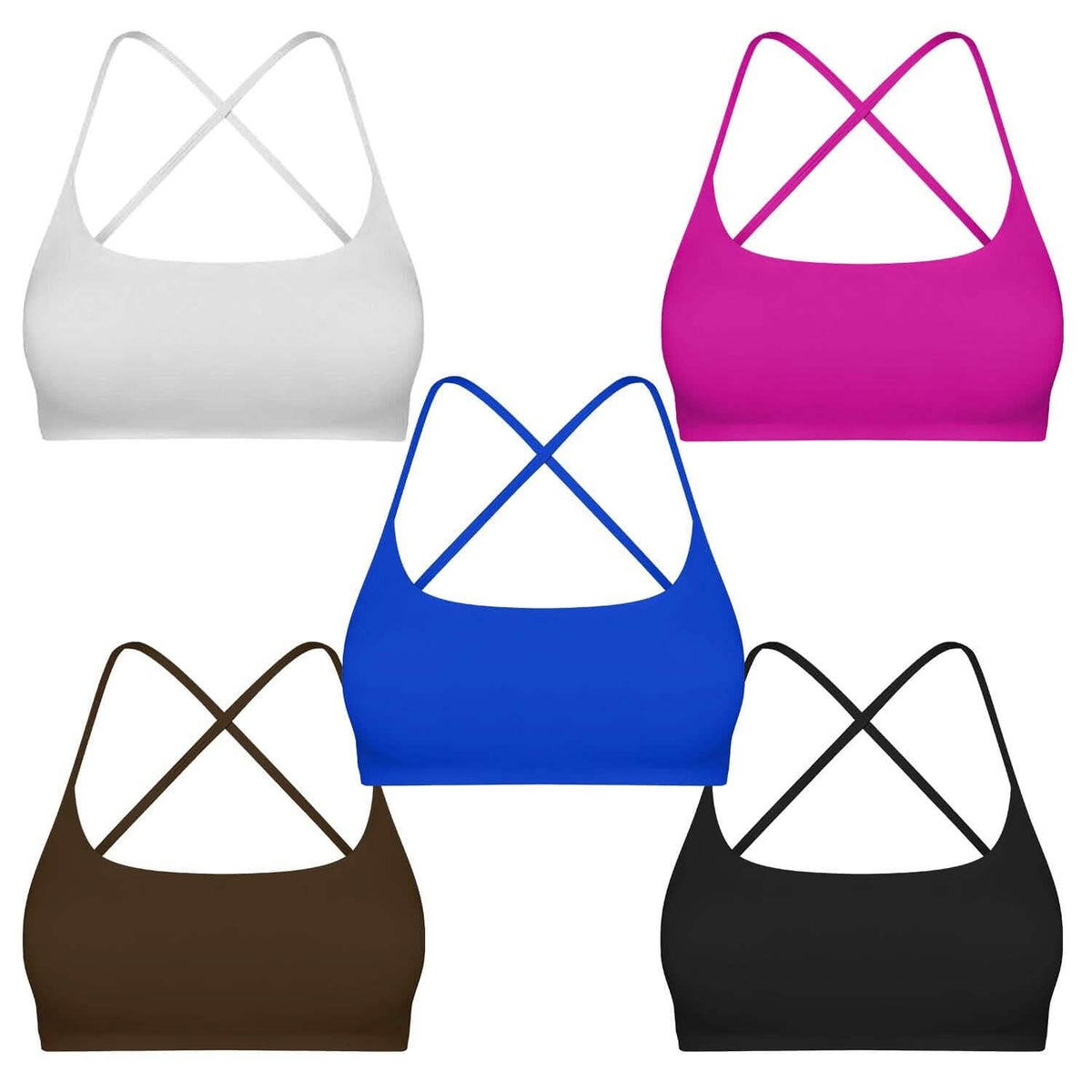 Women Cross Back Sport Bras Padded with Removable Pads Thin Straps - A-1 Thread Vault