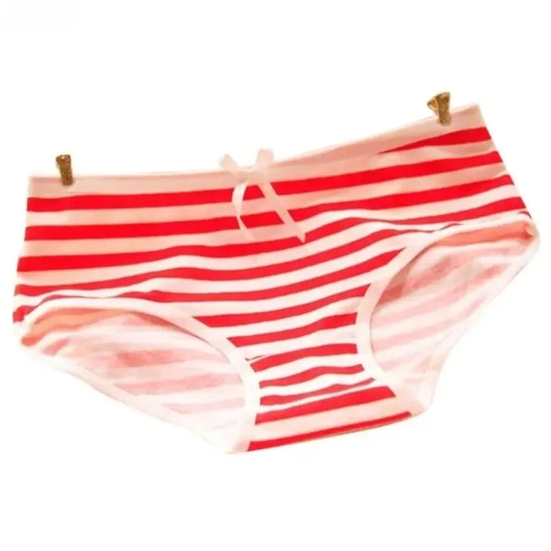 Women Cute Sexy Underwear Panties Stripes Navy Bowknot Tanga Lovely Women Panties Cotton Briefs - A-1 Thread Vault