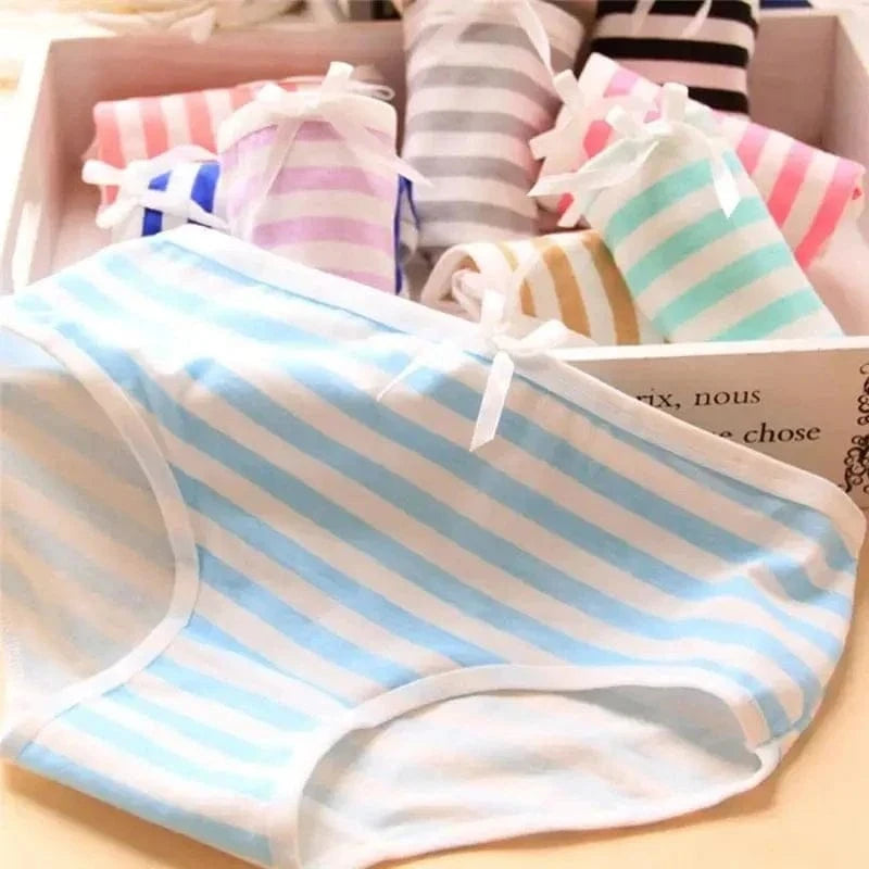 Women Cute Sexy Underwear Panties Stripes Navy Bowknot Tanga Lovely Women Panties Cotton Briefs - A-1 Thread Vault