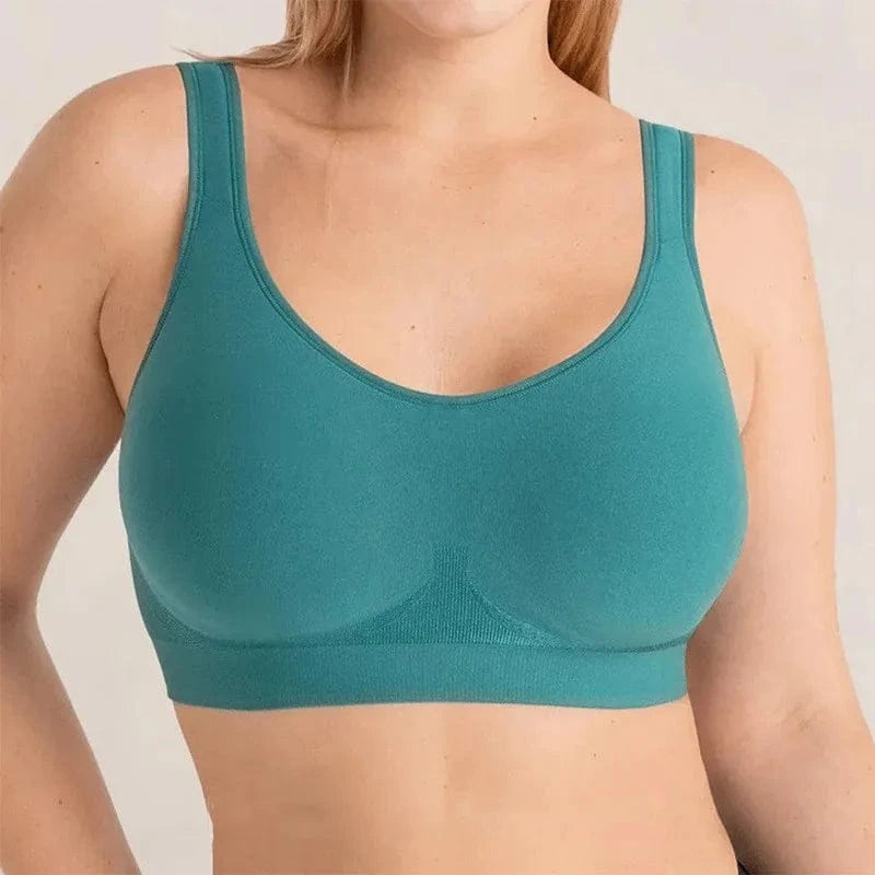 Women Daily Comfort Wireless Shaper Bra Sexy Bright Silk Decoration Lingerie Female Removable Pad Underwear S-4XL C06 - A-1 Thread Vault