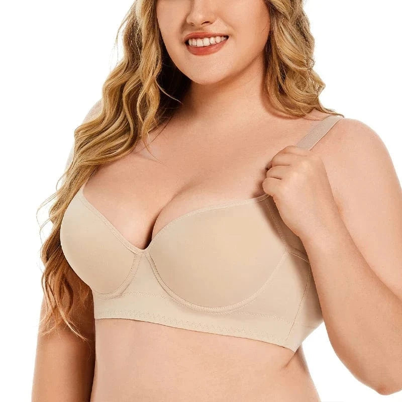 Women Full Coverage Push Up Bra Underwire Sculpting Uplift Shapewear Deep Cup T Shirt Bra Hide Back Fat Smoothing Brassiere - A-1 Thread Vault
