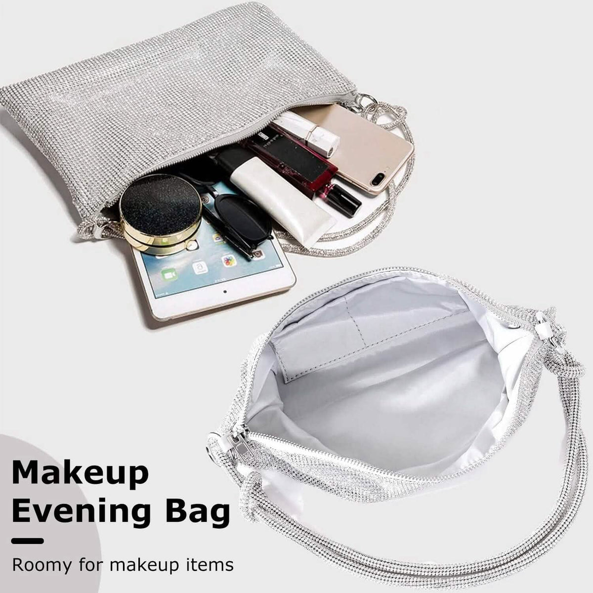Women Glitter Evening Bags Shiny Rhinestone Handbag Purses - A-1 Thread Vault