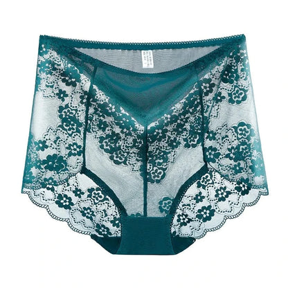 Women High Waist Plus Size Panties Sexy Lace Mesh Floral Transparent Briefs Fashion Underpants Lingerie Seamless Underwear - A-1 Thread Vault