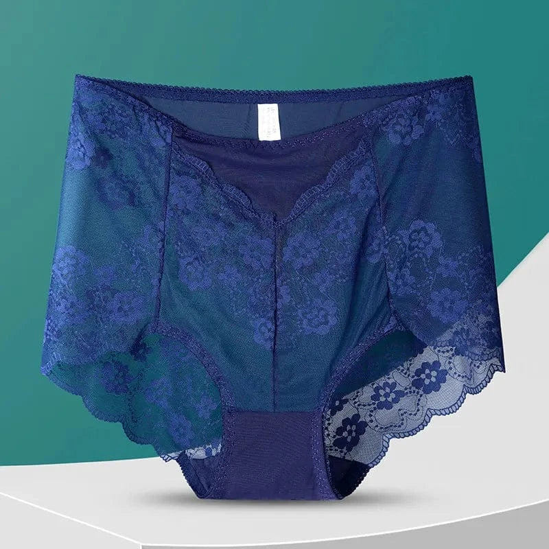 Women High Waist Plus Size Panties Sexy Lace Mesh Floral Transparent Briefs Fashion Underpants Lingerie Seamless Underwear - A-1 Thread Vault