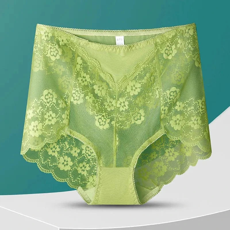 Women High Waist Plus Size Panties Sexy Lace Mesh Floral Transparent Briefs Fashion Underpants Lingerie Seamless Underwear - A-1 Thread Vault