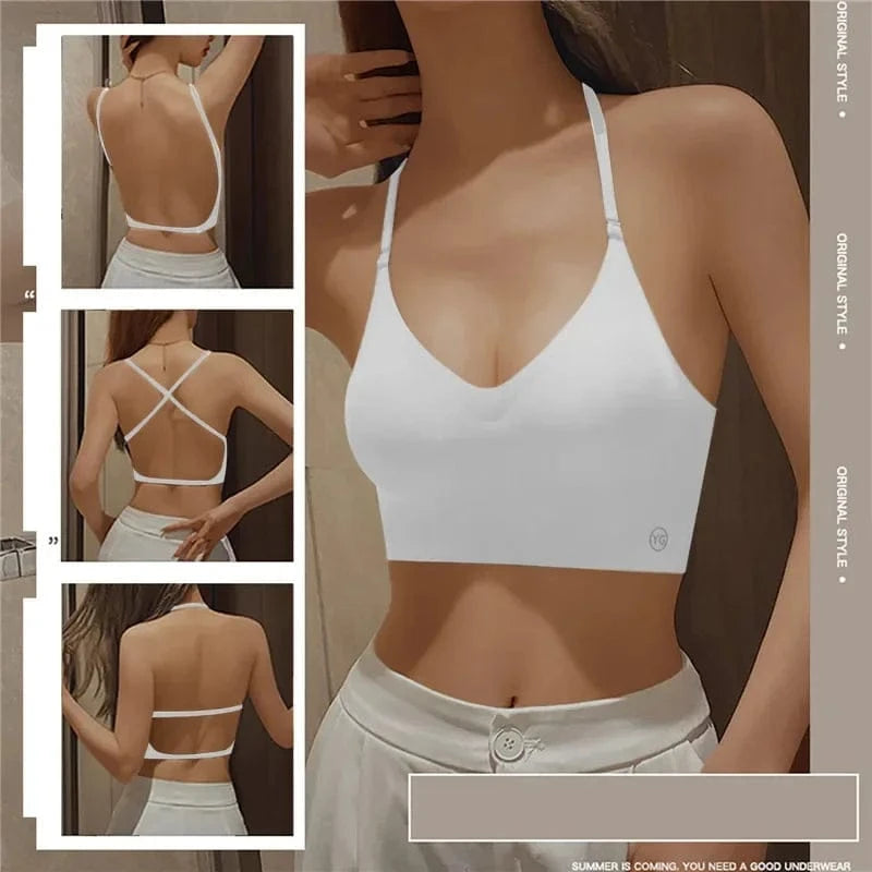Women Invisible Bra Deep U Plunge Bras Backless Top for Dresses Sexy Lingerie with Transparent Strap Push Up Strapless Underwea - A-1 Thread Vault