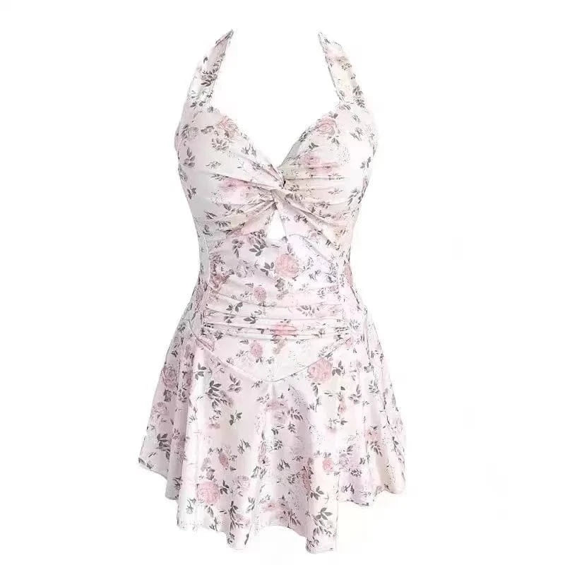 Women Korean Sexy One Piece Swimsuit Tummy Control Slimming High Waisted Bathing Suit Hot Spring Beachwear Elegant Swimsuit - A-1 Thread Vault