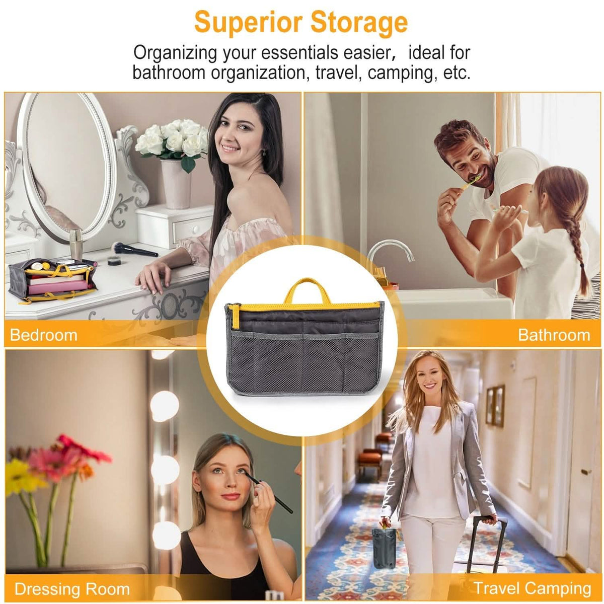 Women Lady Travel Insert Handbag Organizer Makeup Bags - A-1 Thread Vault