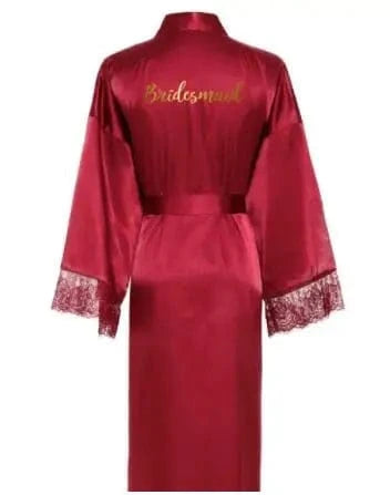 Women Long robe Satin Robe Bridal Robe Bridesmaid Robes Lace Robe Wedding Robe Sleepwear Bathrobe Dressing Long Gowns - A-1 Thread Vault