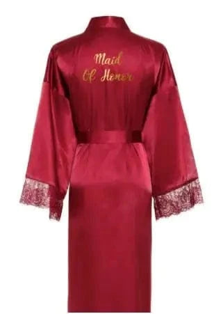 Women Long robe Satin Robe Bridal Robe Bridesmaid Robes Lace Robe Wedding Robe Sleepwear Bathrobe Dressing Long Gowns - A-1 Thread Vault