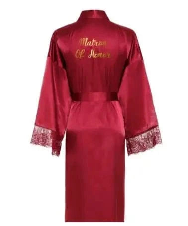 Women Long robe Satin Robe Bridal Robe Bridesmaid Robes Lace Robe Wedding Robe Sleepwear Bathrobe Dressing Long Gowns - A-1 Thread Vault