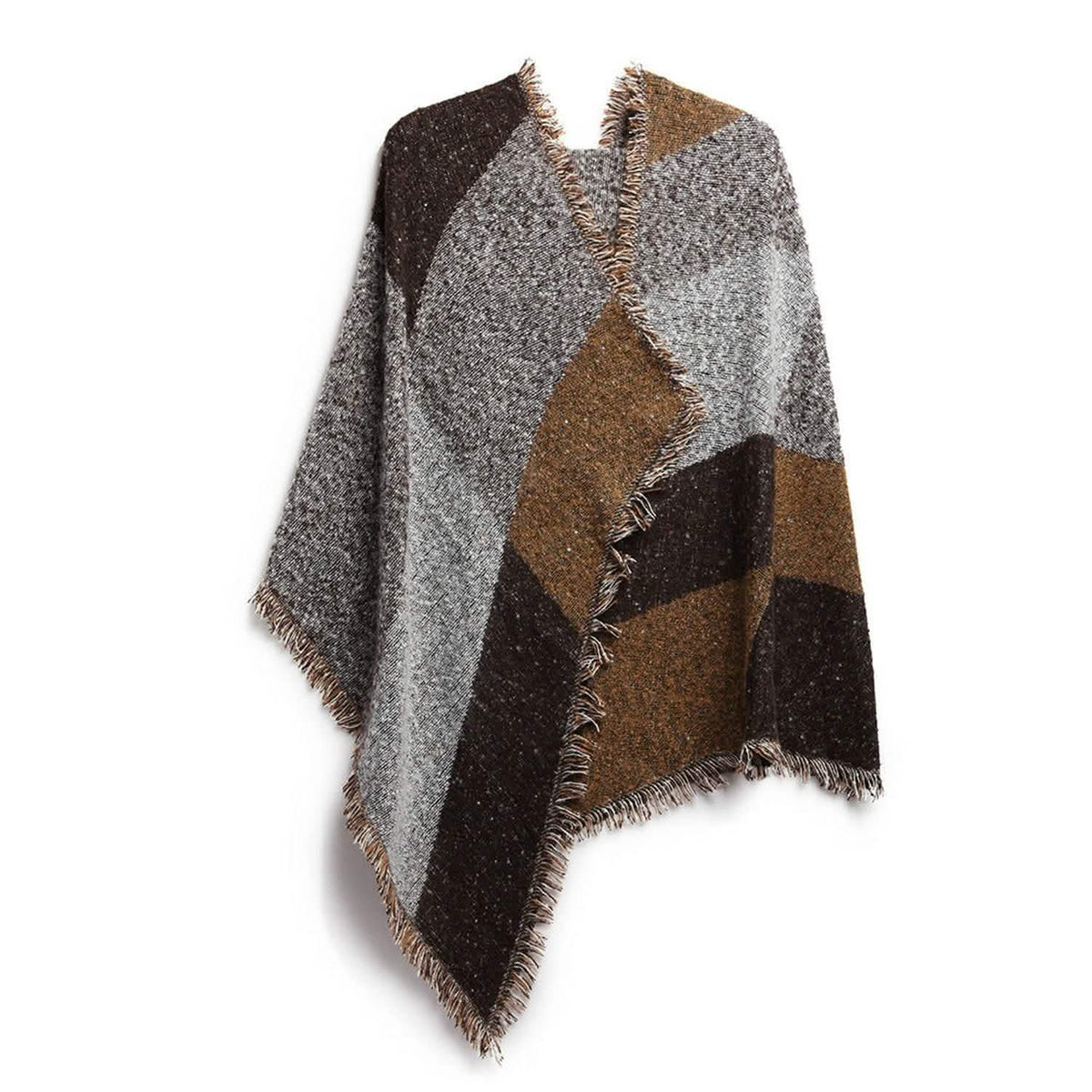 Women Long Soft Knitted Shawl Extra Thick Plaid Blanket Wrap Cape - A-1 Thread Vault