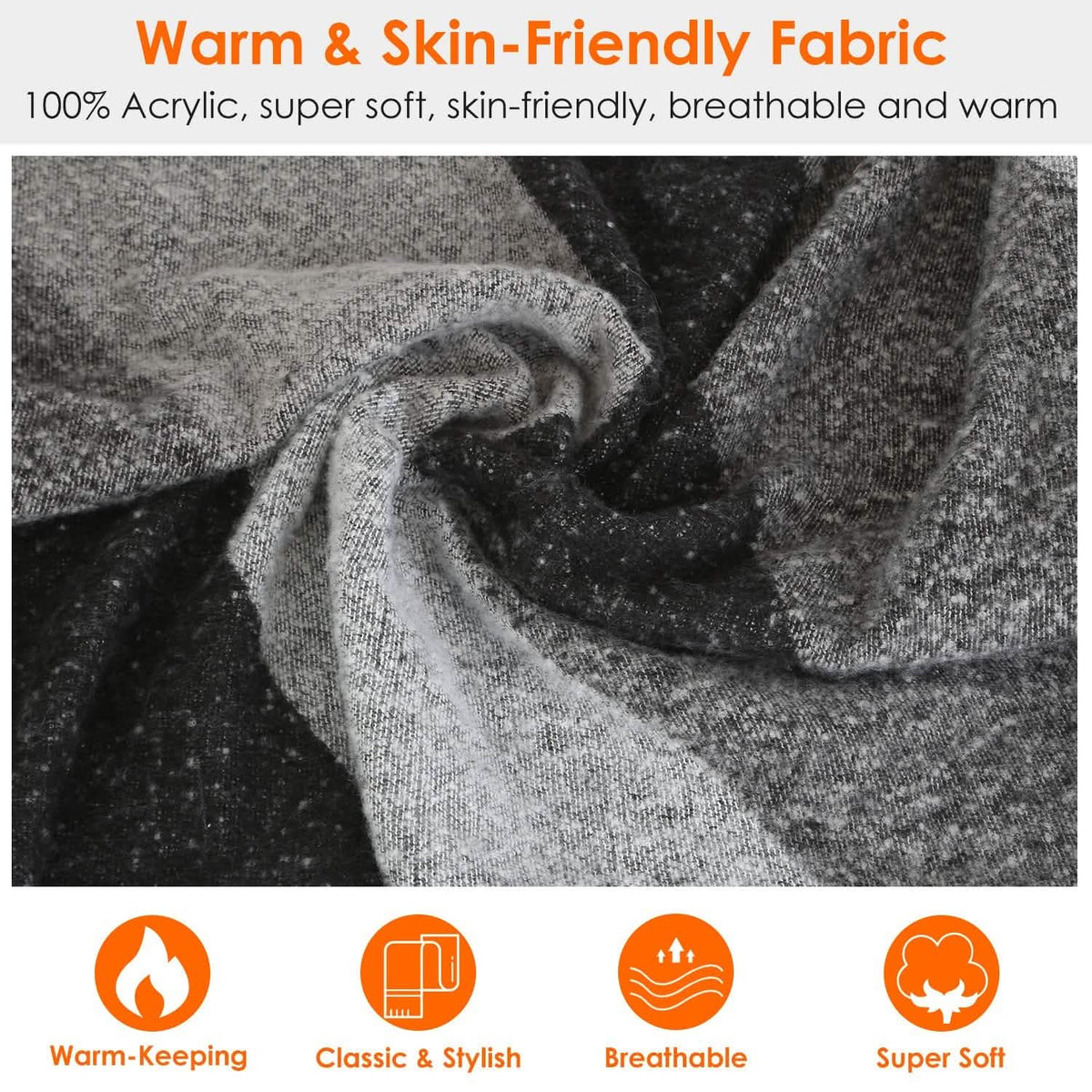 Women Long Soft Knitted Shawl Extra Thick Plaid Blanket Wrap Cape - A-1 Thread Vault