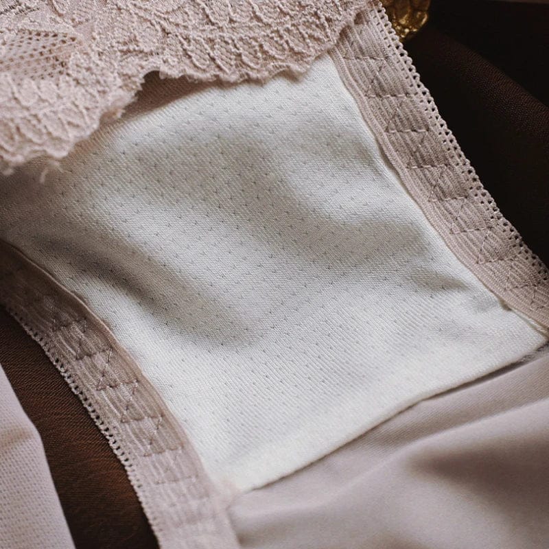Women Luxury Lace Exquisite Sexy Mesh Transparent Satin Panties Elasticity Breathable Middle Waist Underwear Embroidery Breifs - A-1 Thread Vault