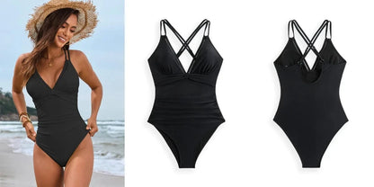 Women One Piece Swimsuit 2025 Tummy Control Ruched Bathing Suit Slimming Push Up Swimwear - A-1 Thread Vault