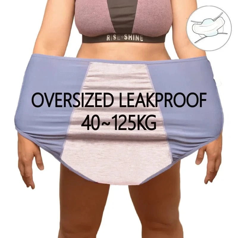 Women Plus size 8xl Leak Proof Menstrual Panties110 kg High Waist FemaleUnderwear Breathable Waterproof Briefs Heavy Flow 8XL - A-1 Thread Vault