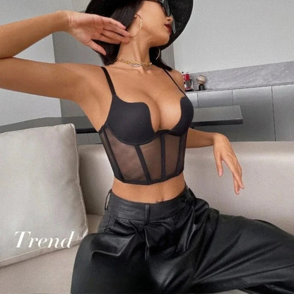 Women Push Up Bra Sets Transparent Lingerie Sexy Shaper Bra Beauty Back Comfortable Underwear Adult's Fishbone Gauze Bralette - A-1 Thread Vault