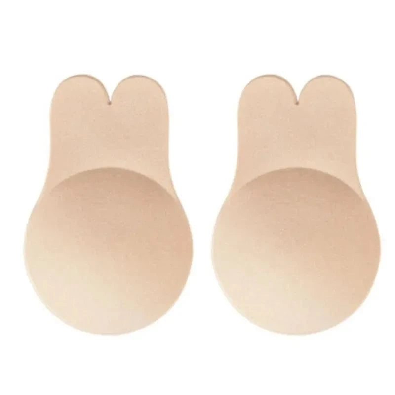 Women Push Up Bras Self Adhesive Silicone Strapless Invisible Bra Reusable Sticky Breast Lift Tape Rabbit Nipple Cover Bra Pads - A-1 Thread Vault