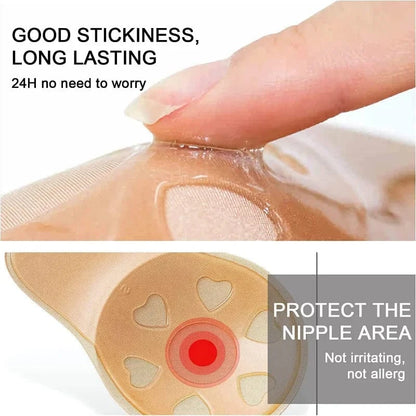 Women Push Up Bras Self Adhesive Silicone Strapless Invisible Bra Reusable Sticky Breast Lift Tape Rabbit Nipple Cover Bra Pads - A-1 Thread Vault
