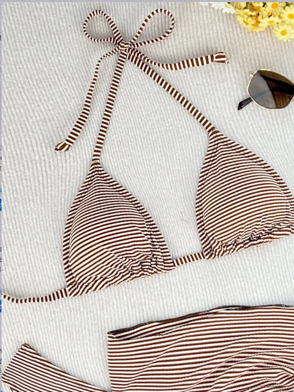 Women's 3 Piece Bikini Set with Wrap Coverup Halter Triangle Swimsuits - A-1 Thread Vault