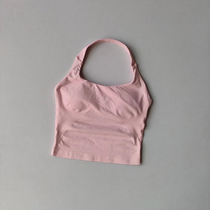 Women's Backless Hanging Necks Fitness Bra Workout Tops Yoga Crop Sports Vest Sexy Gym Fitness Tank Top for Athletic Women - A-1 Thread Vault