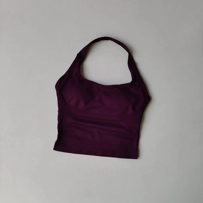 Women's Backless Hanging Necks Fitness Bra Workout Tops Yoga Crop Sports Vest Sexy Gym Fitness Tank Top for Athletic Women - A-1 Thread Vault