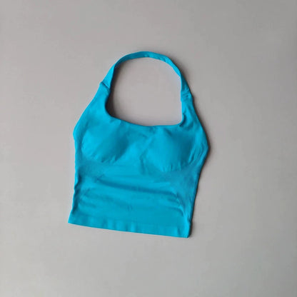 Women's Backless Hanging Necks Fitness Bra Workout Tops Yoga Crop Sports Vest Sexy Gym Fitness Tank Top for Athletic Women - A-1 Thread Vault