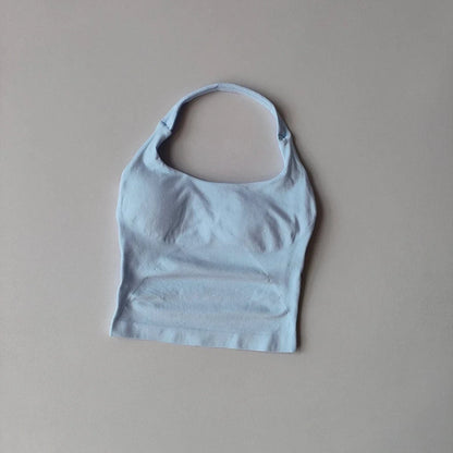Women's Backless Hanging Necks Fitness Bra Workout Tops Yoga Crop Sports Vest Sexy Gym Fitness Tank Top for Athletic Women - A-1 Thread Vault