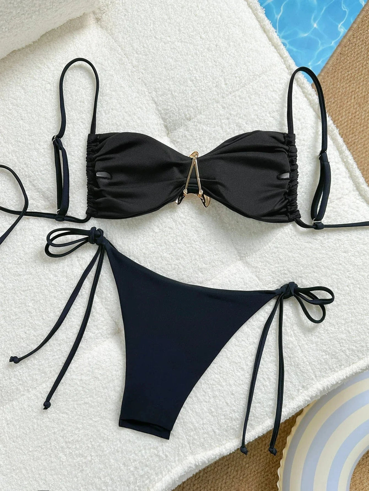 Women's Bikini Set Metal Starfish Swimsuit Tie Side 2 Pieces String Bathing Suit - A-1 Thread Vault