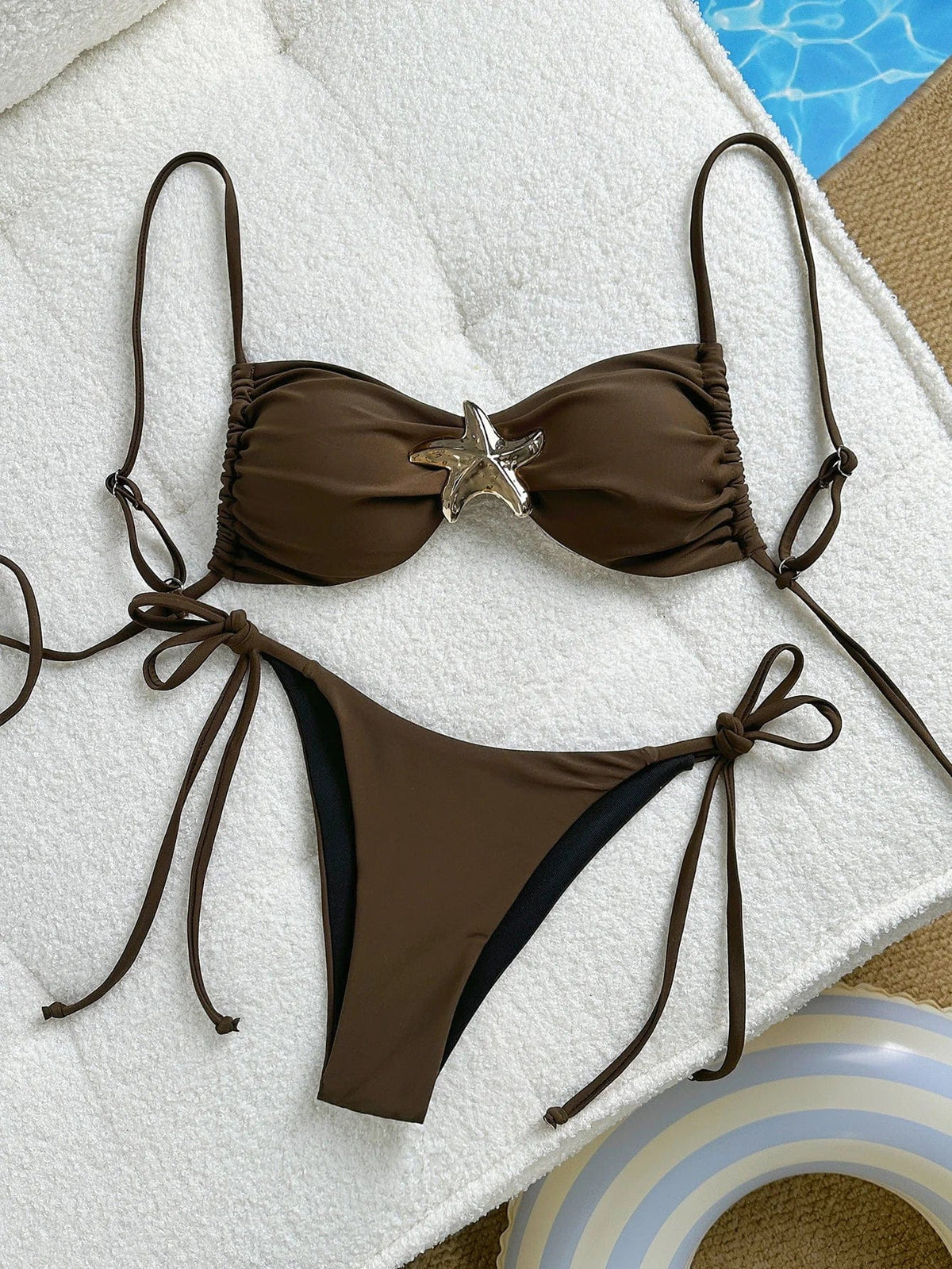 Women's Bikini Set Metal Starfish Swimsuit Tie Side 2 Pieces String Bathing Suit - A-1 Thread Vault