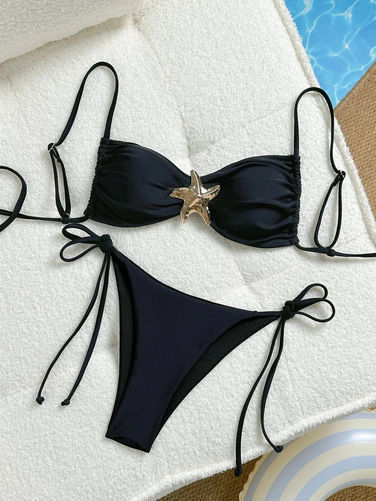 Women's Bikini Set Metal Starfish Swimsuit Tie Side 2 Pieces String Bathing Suit - A-1 Thread Vault