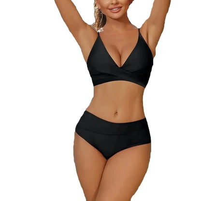 Women's Bikini Swimsuits Two Piece Tummy Control Bathing Suit V Neck Twist Front Swim Suits - A-1 Thread Vault