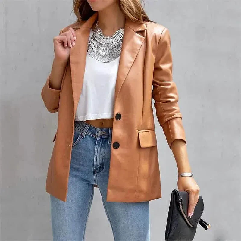Women's Blazer Warm Breathable Outdoor Office Street Pocket Single Breasted Turndown - A-1 Thread Vault