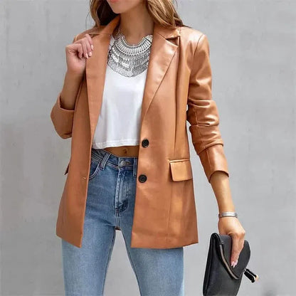 Women's Blazer Warm Breathable Outdoor Office Street Pocket Single Breasted Turndown - A-1 Thread Vault
