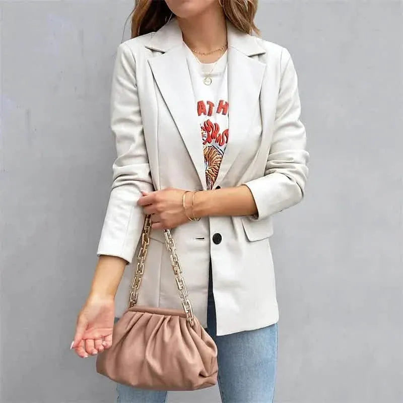 Women's Blazer Warm Breathable Outdoor Office Street Pocket Single Breasted Turndown - A-1 Thread Vault