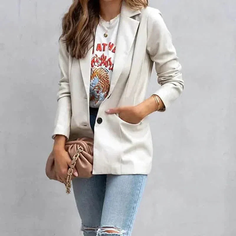 Women's Blazer Warm Breathable Outdoor Office Street Pocket Single Breasted Turndown - A-1 Thread Vault
