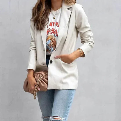 Women's Blazer Warm Breathable Outdoor Office Street Pocket Single Breasted Turndown - A-1 Thread Vault