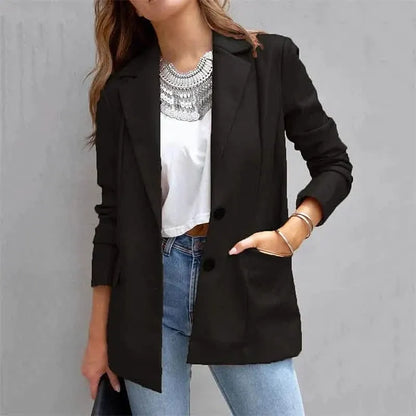 Women's Blazer Warm Breathable Outdoor Office Street Pocket Single Breasted Turndown - A-1 Thread Vault