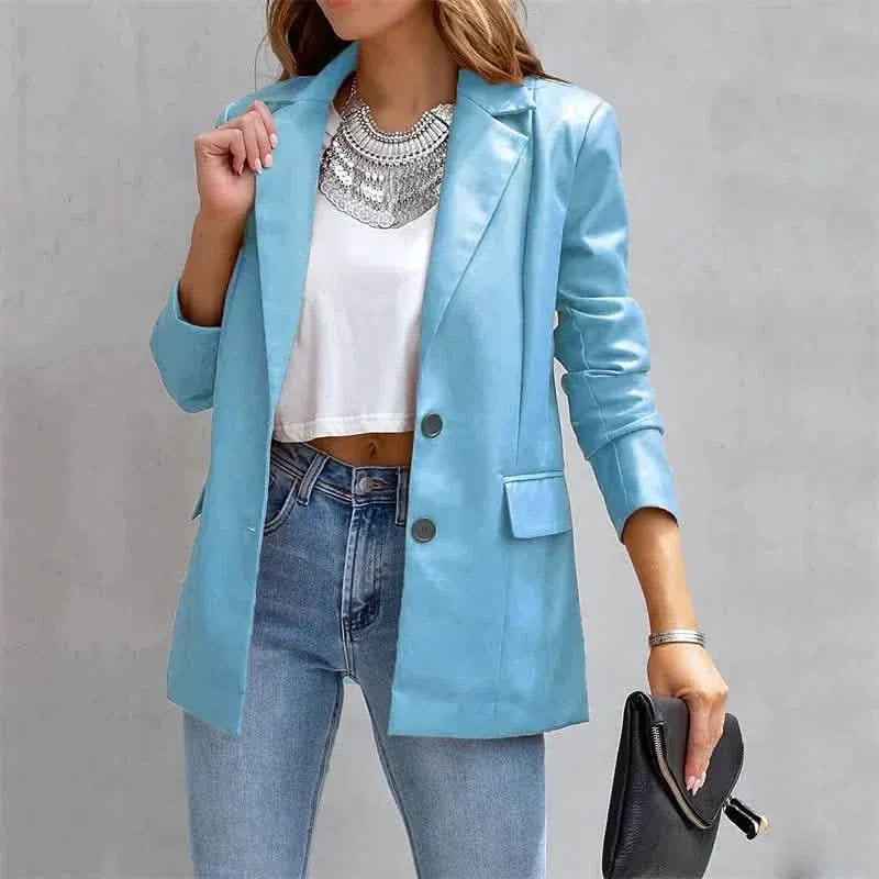 Women's Blazer Warm Breathable Outdoor Office Street Pocket Single Breasted Turndown - A-1 Thread Vault
