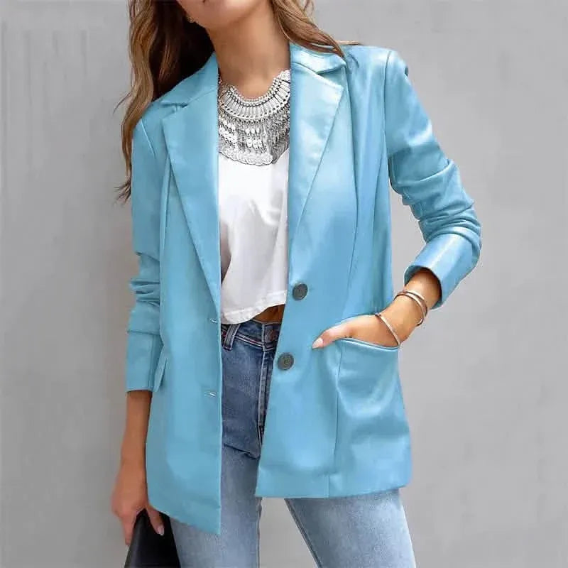 Women's Blazer Warm Breathable Outdoor Office Street Pocket Single Breasted Turndown - A-1 Thread Vault