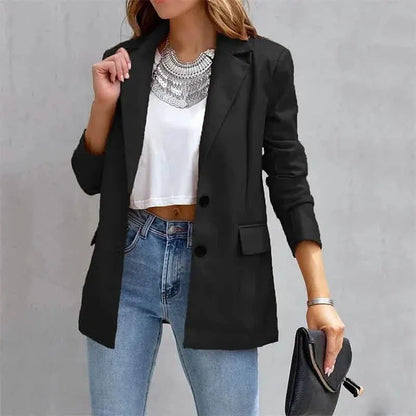 Women's Blazer Warm Breathable Outdoor Office Street Pocket Single Breasted Turndown - A-1 Thread Vault