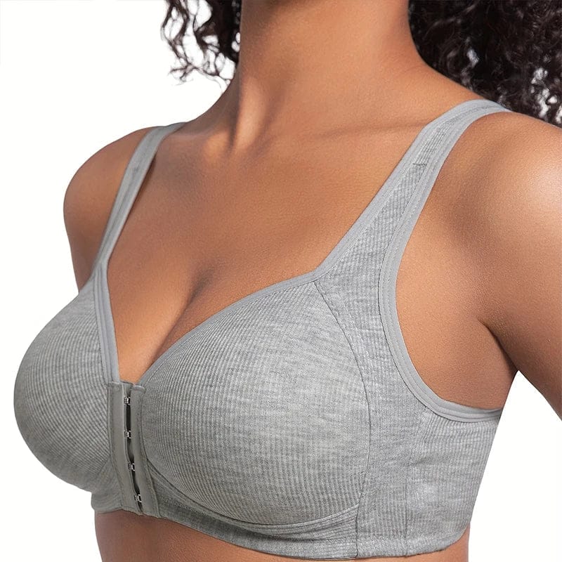 Women's Bra Pure Cotton Front Button Bra Anti Sagging No Steel Ring Comfortable Fabric Middle-aged Elderly Mothers' Underwear - A-1 Thread Vault