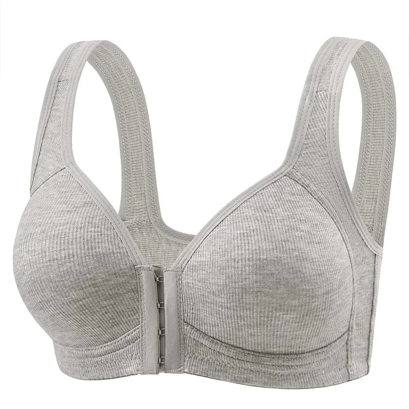 Women's Bra Pure Cotton Front Button Bra Anti Sagging No Steel Ring Comfortable Fabric Middle-aged Elderly Mothers' Underwear - A-1 Thread Vault