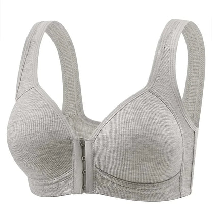 Women's Bra Pure Cotton Front Button Bra Anti Sagging No Steel Ring Comfortable Fabric Middle-aged Elderly Mothers' Underwear - A-1 Thread Vault