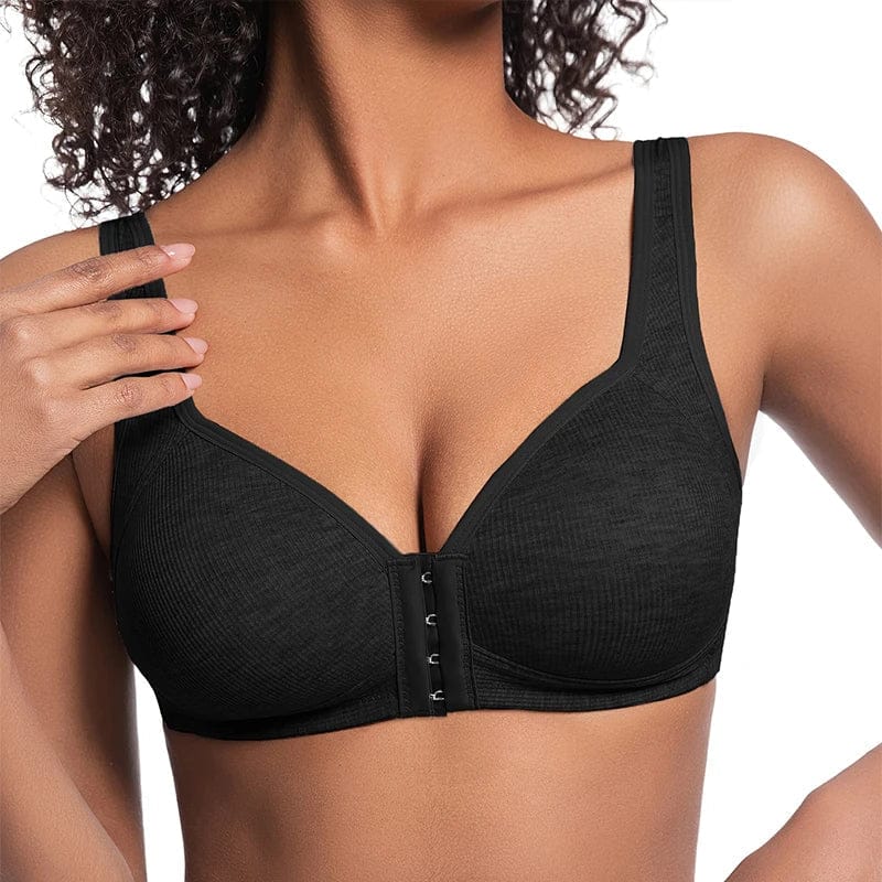 Women's Bra Pure Cotton Front Button Bra Anti Sagging No Steel Ring Comfortable Fabric Middle-aged Elderly Mothers' Underwear - A-1 Thread Vault