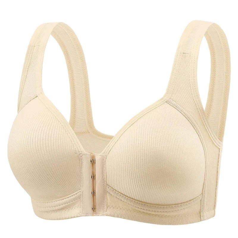 Women's Bra Pure Cotton Front Button Bra Anti Sagging No Steel Ring Comfortable Fabric Middle-aged Elderly Mothers' Underwear - A-1 Thread Vault