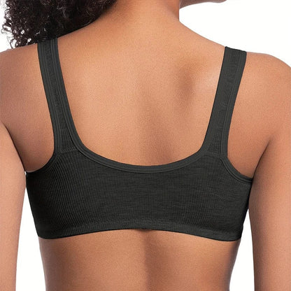 Women's Bra Pure Cotton Front Button Bra Anti Sagging No Steel Ring Comfortable Fabric Middle-aged Elderly Mothers' Underwear - A-1 Thread Vault
